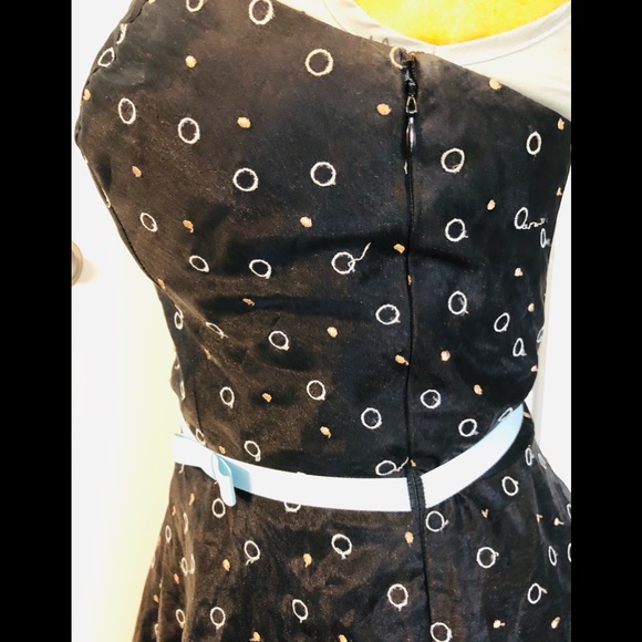 ABC Evening Allen Schwartz Party Dress size 12 Embroidered Dots Strapless flowy - Picture 6 of 12